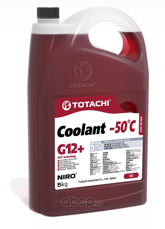 антифриз NIRO COOLANT Red -50C G12+ Красный 4.5л.